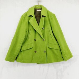 J.Crew Women’s Bright Green Wool-Cashmere Blend Double-Breasted Peacoat Z25